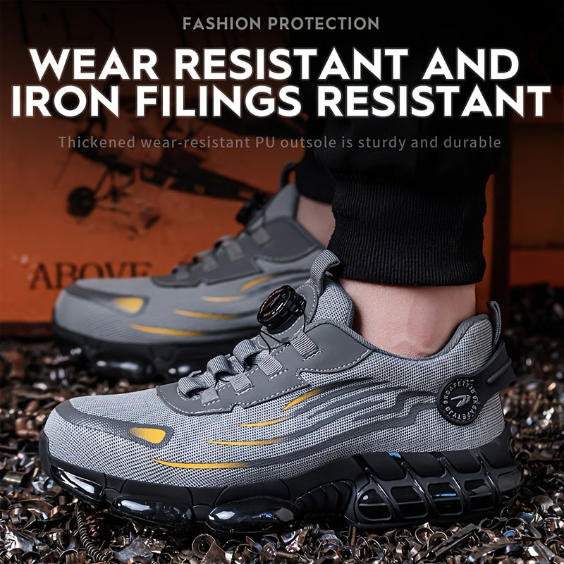 Chaussures de sécurité à embout en acier pour hommes, antidérapantes, respirantes, baskets à embout composite, bottes de travail de construction résistantes à l'abrasion, noir/gris foncé, US 6-11