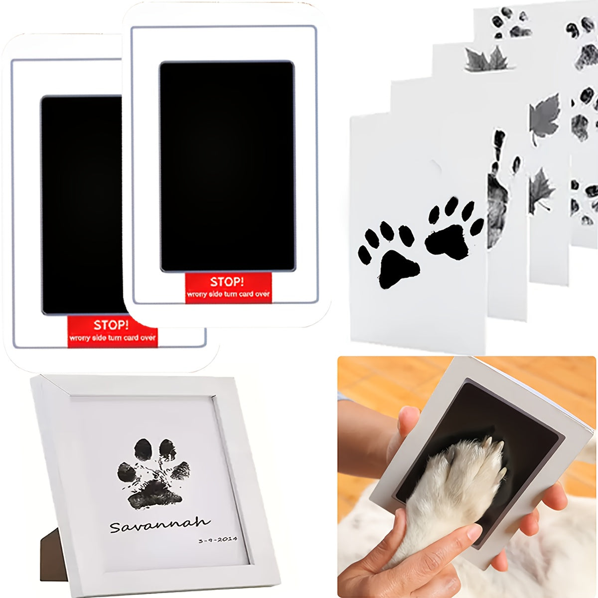 Kit tampon encreur pour empreintes de pattes de chiens et chats – Lot de 3 tampons encreurs noirs à séchage rapide, souvenir durable pour nouveaux propriétaires d'animaux, visites chez le vétérinaire et cadeaux commémoratifs