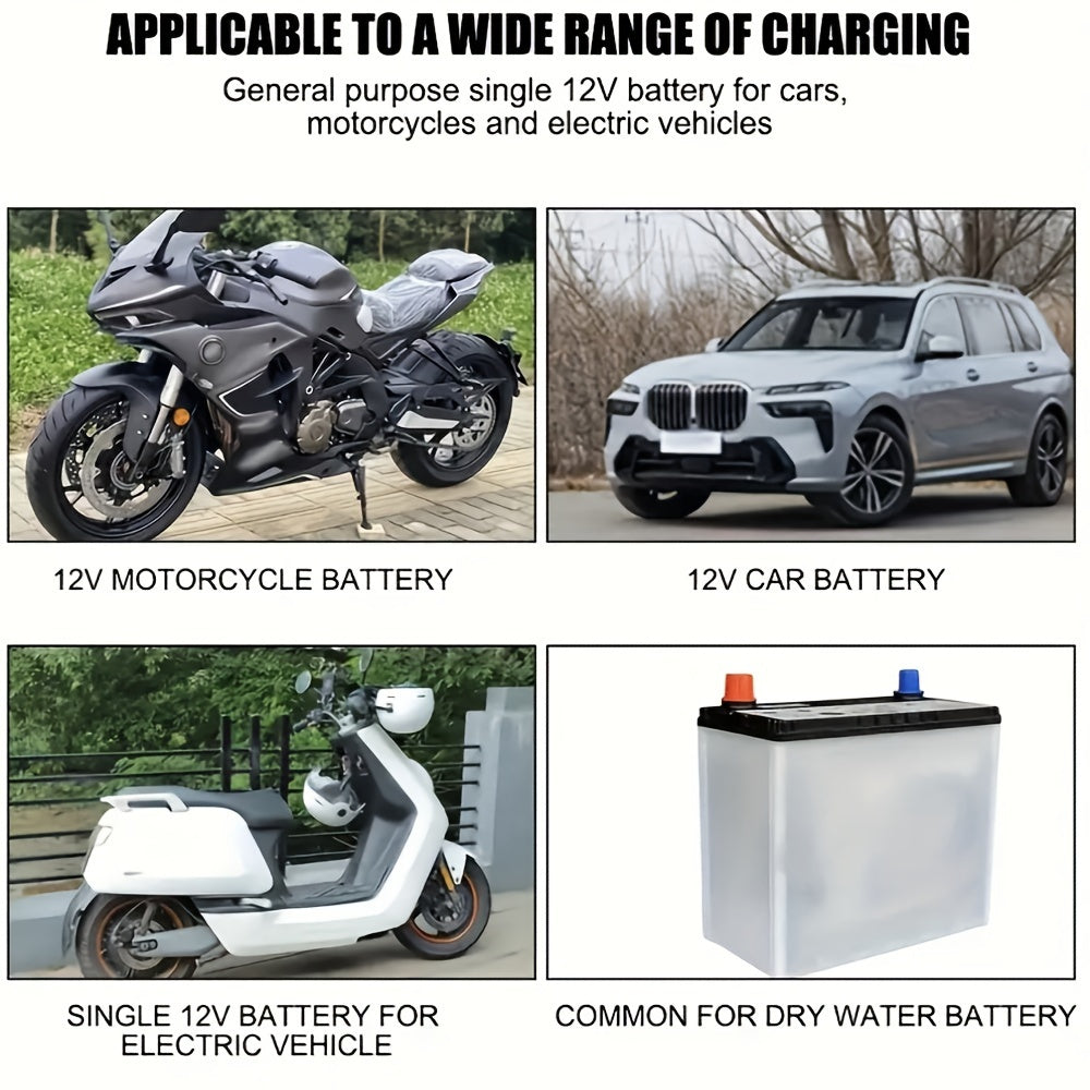 Chargeur et mainteneur de batterie de voiture intelligent 12V, chargeur d'entretien intelligent avec désulfatation et compensation de température pour batteries de 2Ah-100Ah – Compatible avec voiture, camion, moto et tondeuse à gazon