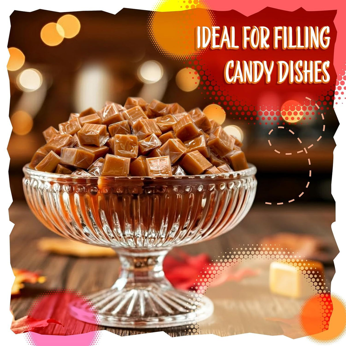 Cubes de caramel au sel marin, paquet en vrac de 1,36 kg – environ 225 pièces, emballées individuellement, caramel fondant à partager, pour le goûter, offrir, cuisiner ou remplir des coupelles à bonbons