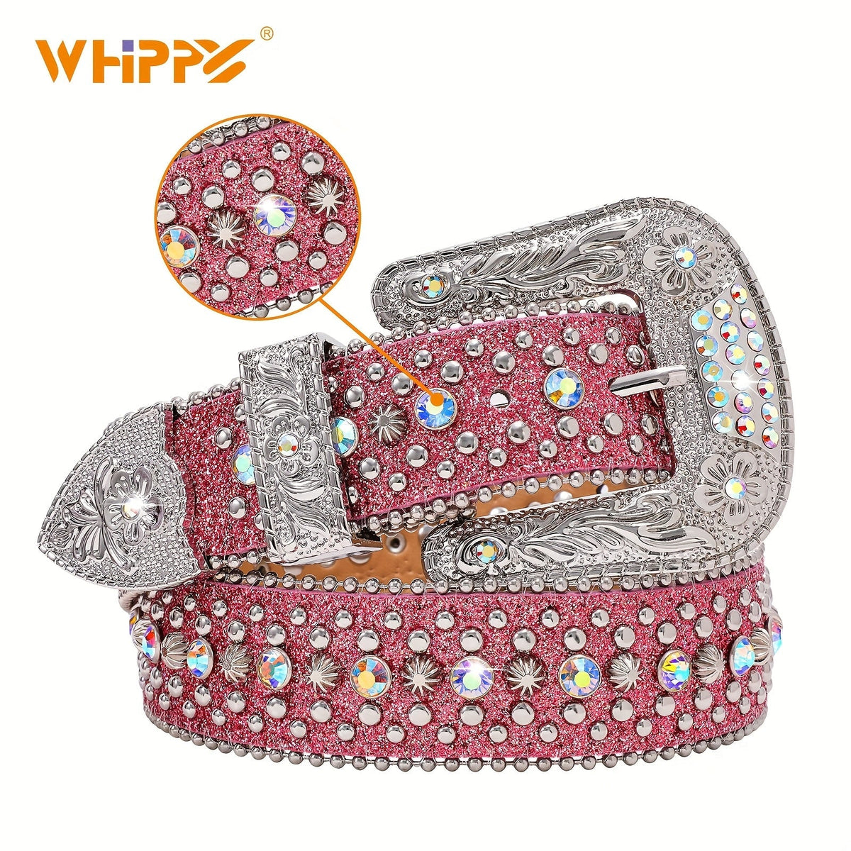 Ceinture strass unisexe style western – Ceinture ajustable scintillante en similicuir avec boucle en alliage pour hommes et femmes, tailles S-XL, cadeau pour fête, festival, Halloween, Noël