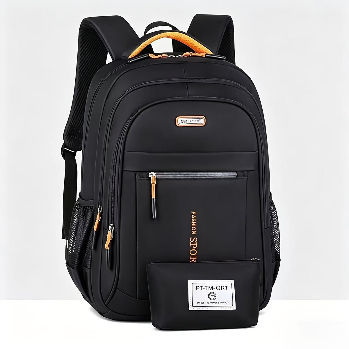 Ensemble de sac à dos de voyage grande capacité pour homme, sacoche pour ordinateur portable en nylon durable à compartiments multiples avec sangles réglables pour les voyages d'affaires et le campus – Combinaison sac à dos et sac à bandoulière