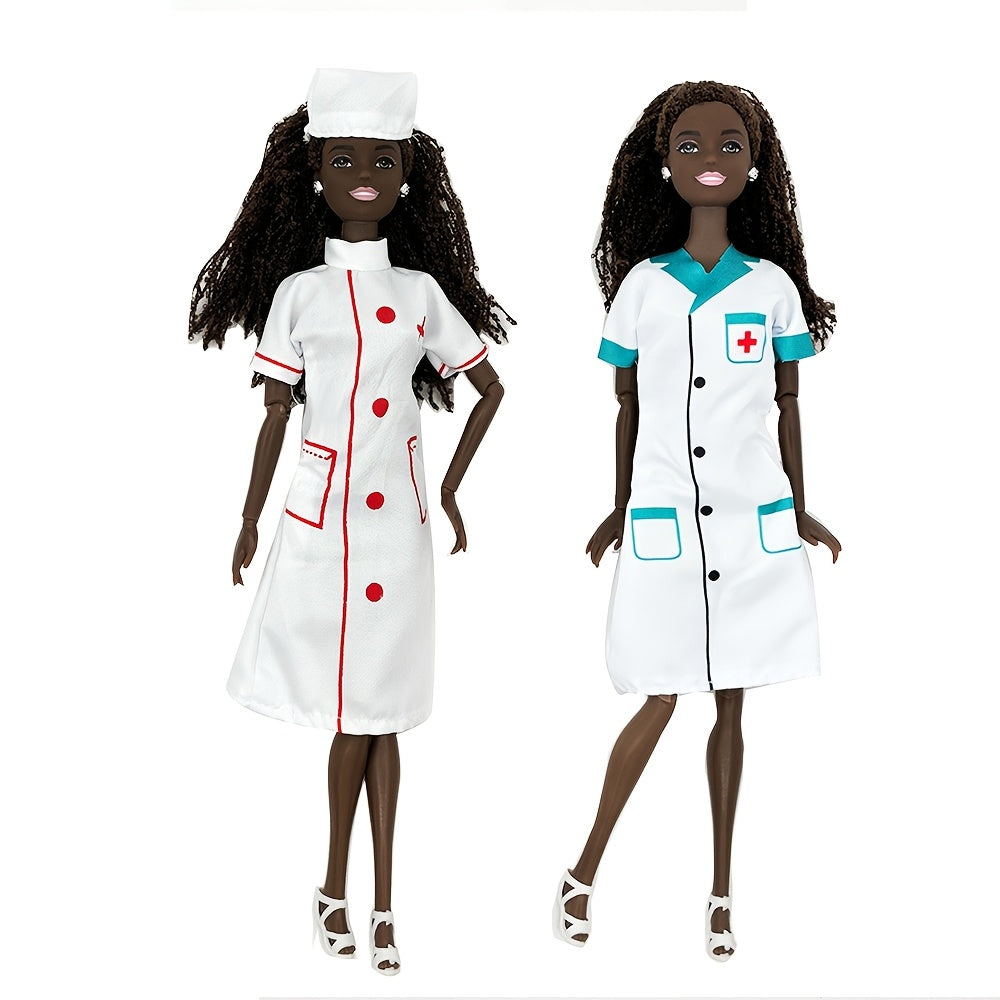 Ensemble de 5 vêtements d'infirmière et de médecin pour poupées de 29 cm - Accessoires de mode pour jeux de rôle compatibles avec Barbie, tenues de costume médical, cadeau d'anniversaire pour filles de 3 ans et plus