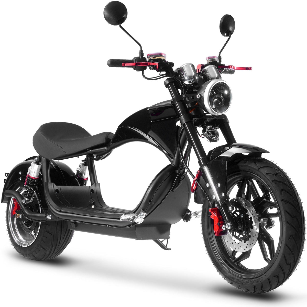 Trottinette électrique au lithium MotoTec Raven 60V 2500W – 45 km/h, autonomie de 55 à 80 km, batterie 30Ah, freins hydrauliques, éclairage LED avant et arrière, rétroviseurs et klaxon – Scooter électrique haute performance pour adultes