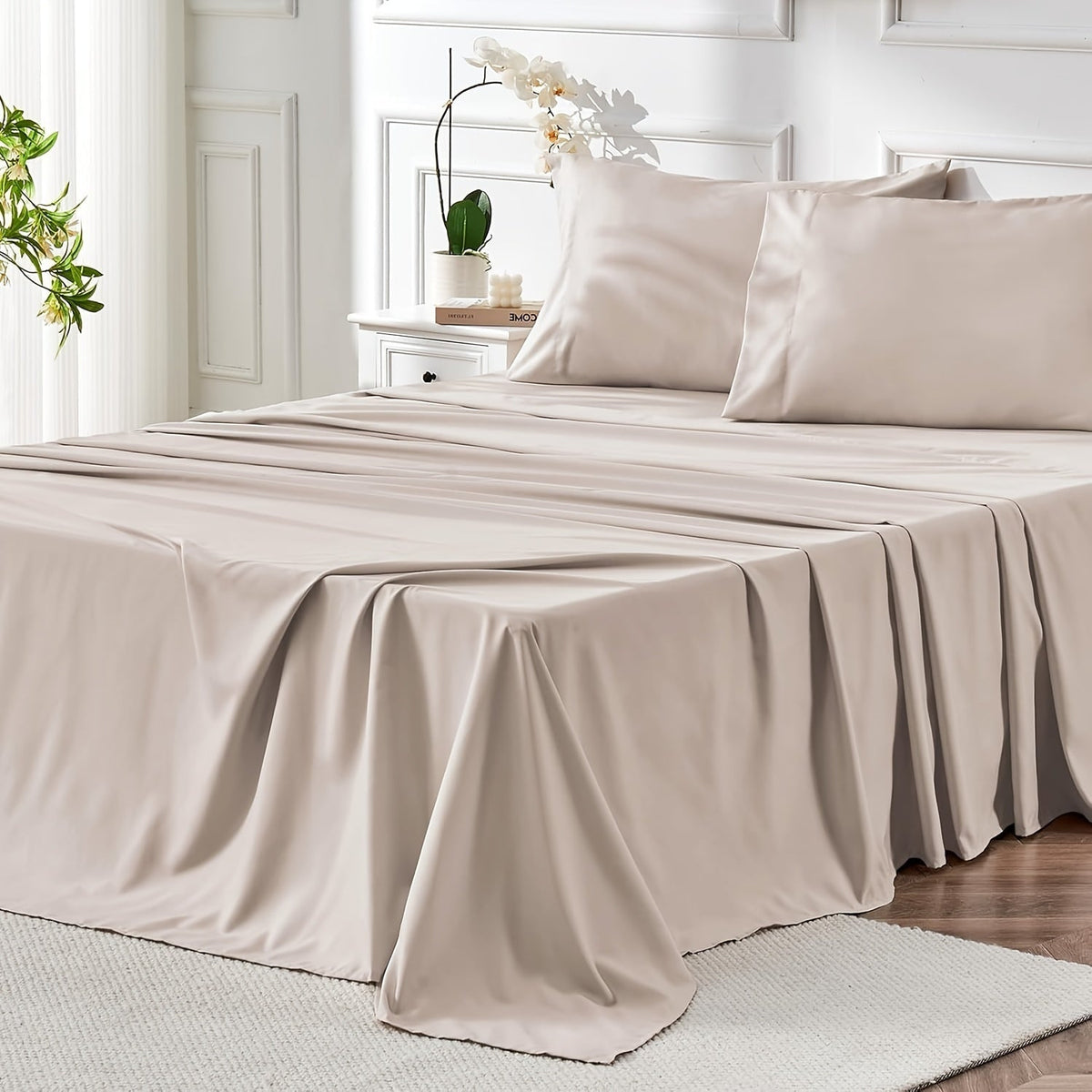 Parure de draps 4 pièces en microfibre à poches profondes – Draps ultra-doux et respirants de qualité hôtelière, résistants à la décoloration et au rétrécissement, toutes saisons, tailles lit simple, double, grand et très grand, choix de couleurs