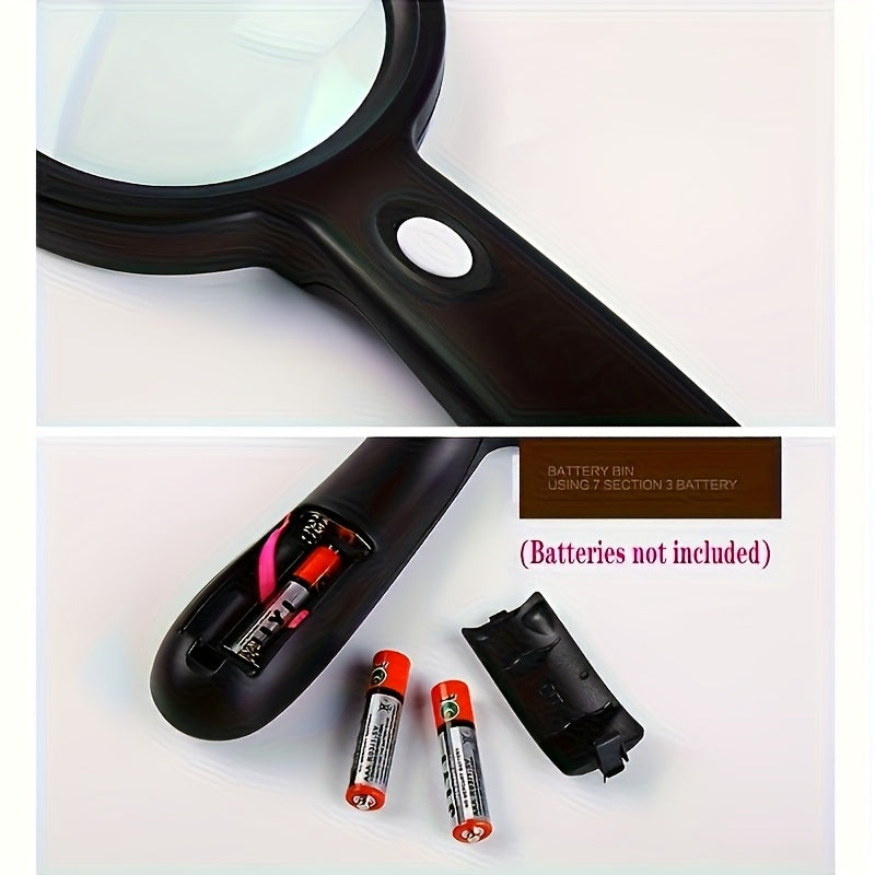 Loupe grossissante 10X avec 12 lumières LED – Grande loupe à main éclairée pour la lecture des seniors, les pièces de monnaie, les timbres, les bijoux et la réparation, loupe à éclairage LED lumineux – Noir