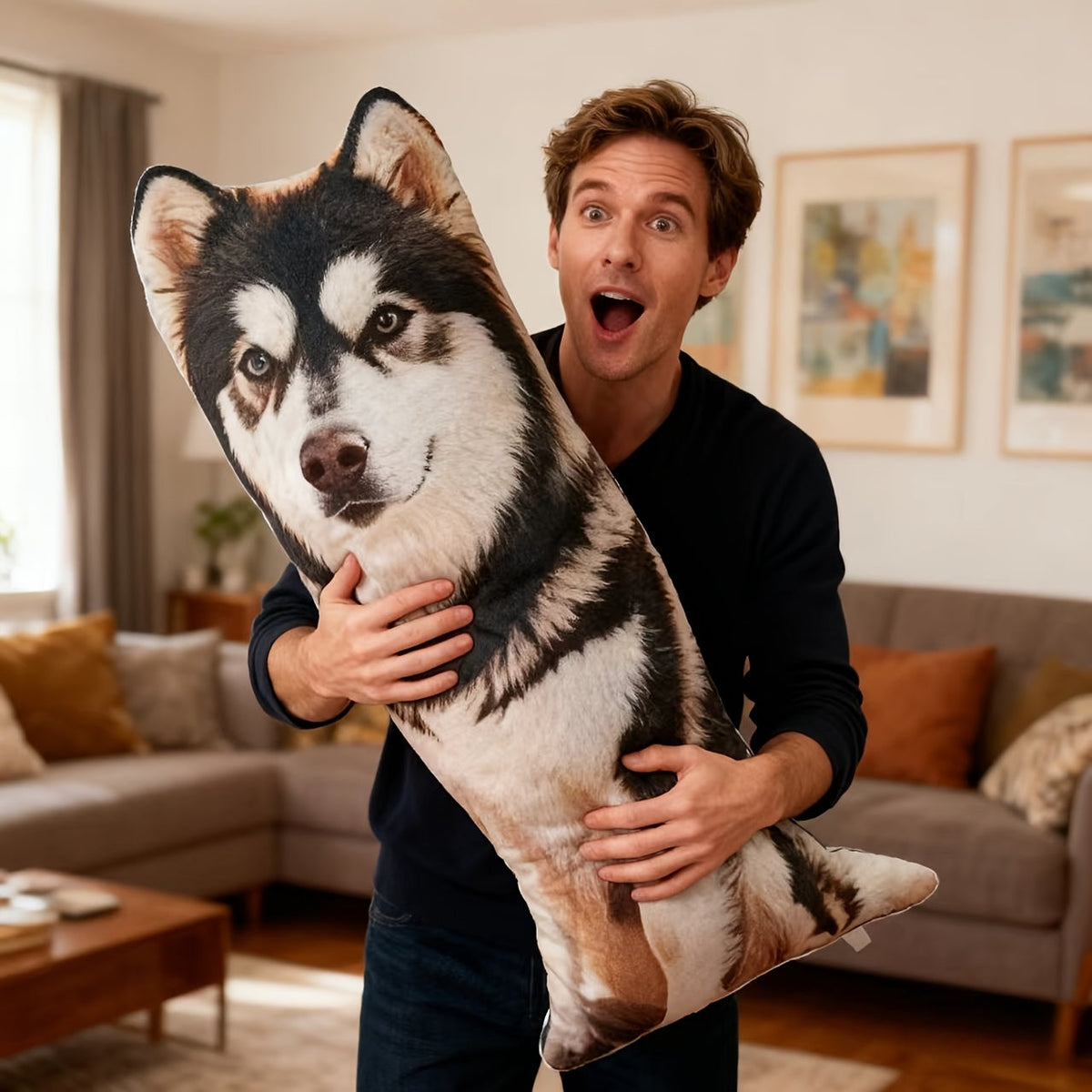 Coussin photo personnalisé amusant pour animal de compagnie – Impression recto-verso, toute forme et tout motif, cadeau souvenir ou farce personnalisé pour chien et chat, 8 tailles de 15 à 60 cm – Coussin souvenir pour amoureux des animaux