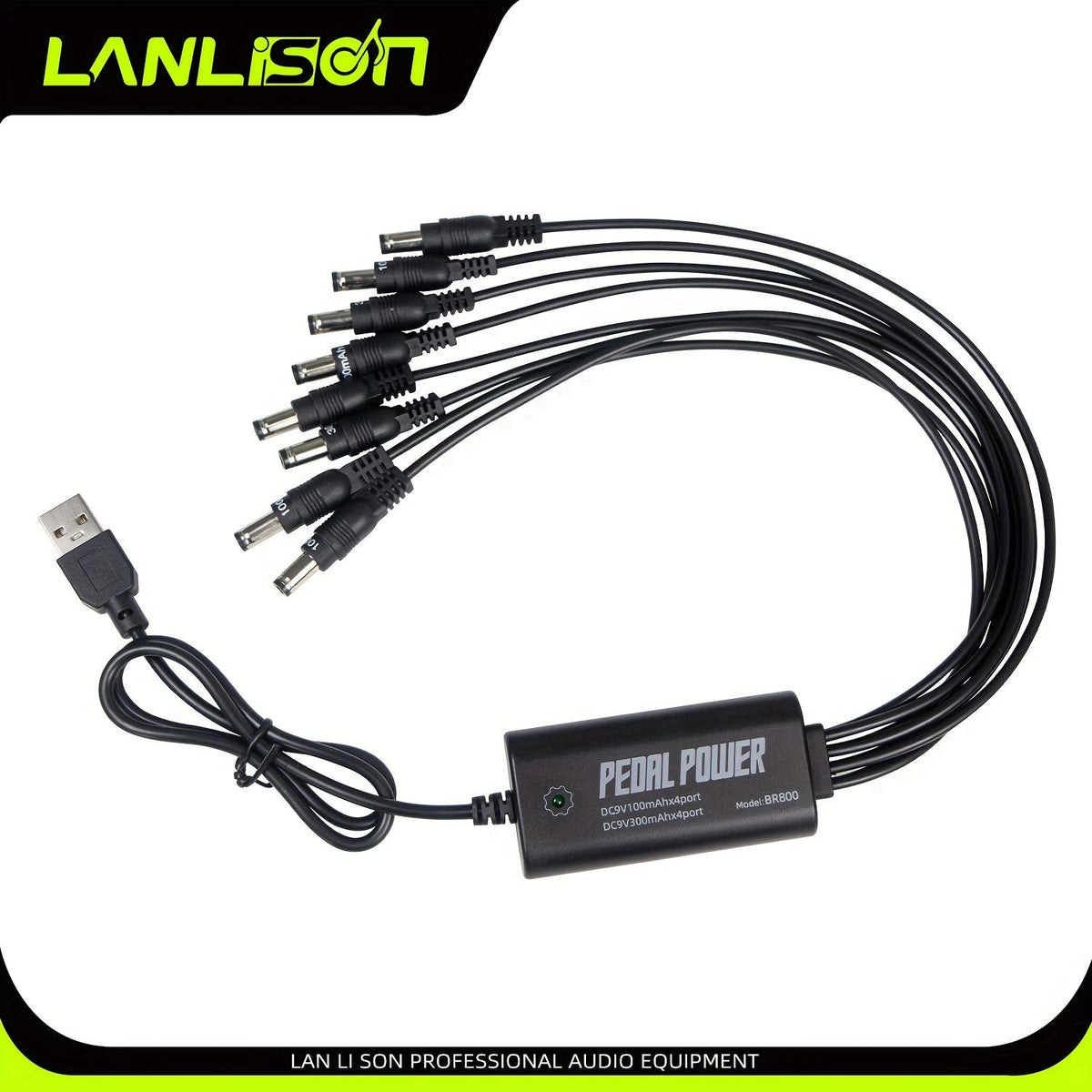 Alimentation isolée à 8 ports pour pédales de guitare avec recharge USB – Sorties CC 9V, 12V, 18V sans bruit pour pédales d'effet et accessoires, compatible avec la plupart des pedalboards