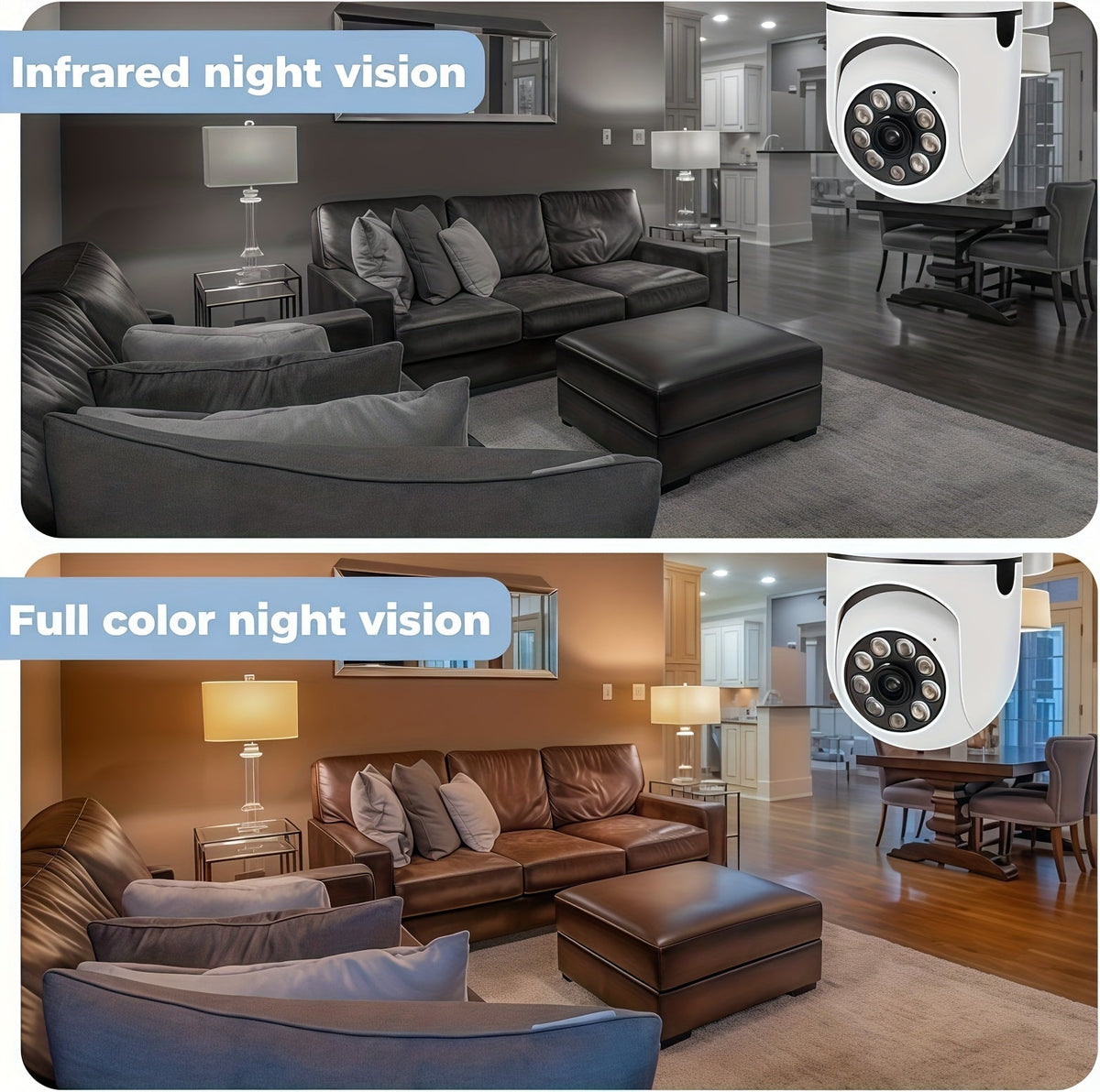 Lot de 6 caméras de sécurité WiFi Full HD 1080p avec rotation panoramique à 355°, vision nocturne, audio bidirectionnel et détection de mouvement – Caméra de sécurité intérieure sans fil, alimentée par USB, compatible avec smartphone