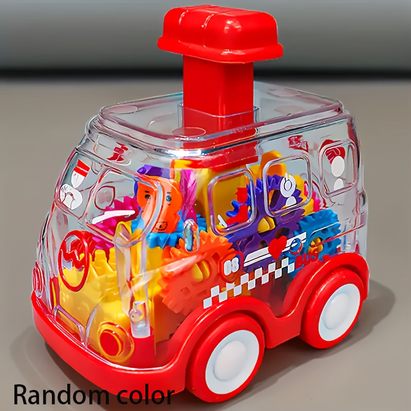 Voiture jouet transparente à rétrofriction pour enfants – Modèle de voiture à moteur visible éducatif pour garçons et filles | Cadeau d'anniversaire, de Noël ou d'Halloween, disponible en jaune, bleu et rouge