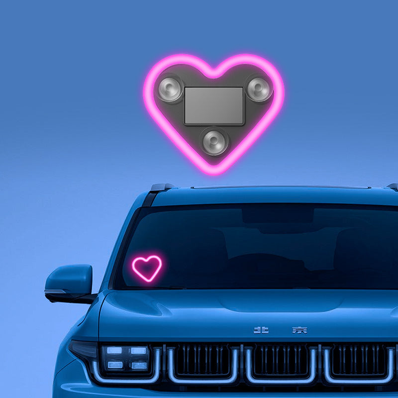Éclairage d'ambiance LED pour intérieur de voiture – Veilleuse néon en forme de cœur et de fleur, alimentée par USB, décoration de fenêtre de voiture mignonne pour femmes et filles, accessoires de voiture pour la Saint-Valentin | Velora
