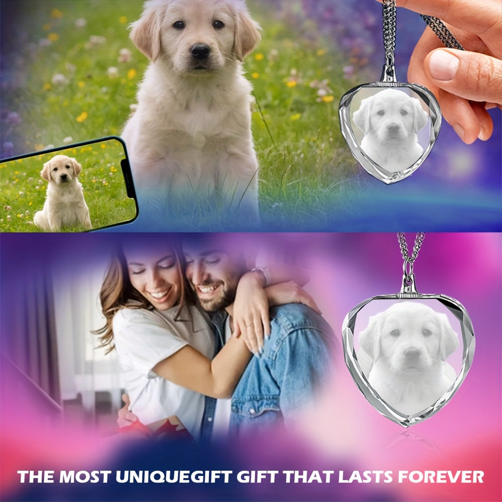 Collier photo personnalisé pour animal de compagnie – Pendentif en cristal 2D personnalisé, bijou commémoratif éternel pour chiens et chats bien-aimés, cadeau de sympathie et souvenir touchant pour la perte d'un animal