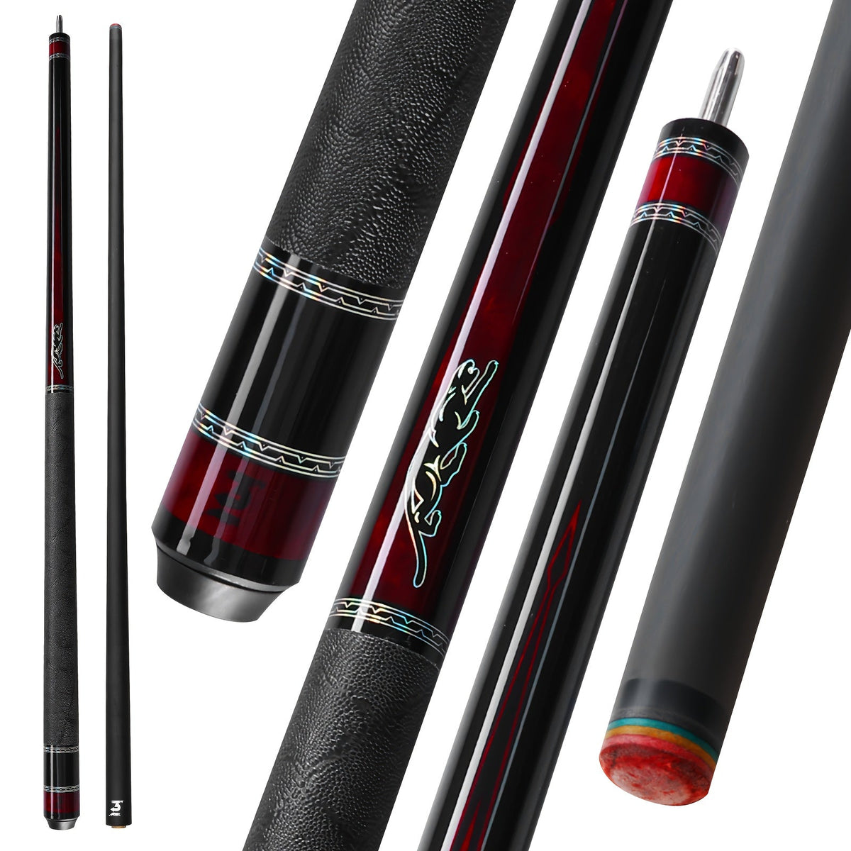 Queue de billard en fibre de carbone PREDAIDR série SP 58" – Queue de billard professionnelle à faible déflexion, procédé 12,5 mm, grip en cuir, joint 3/8x8, 19-20 oz