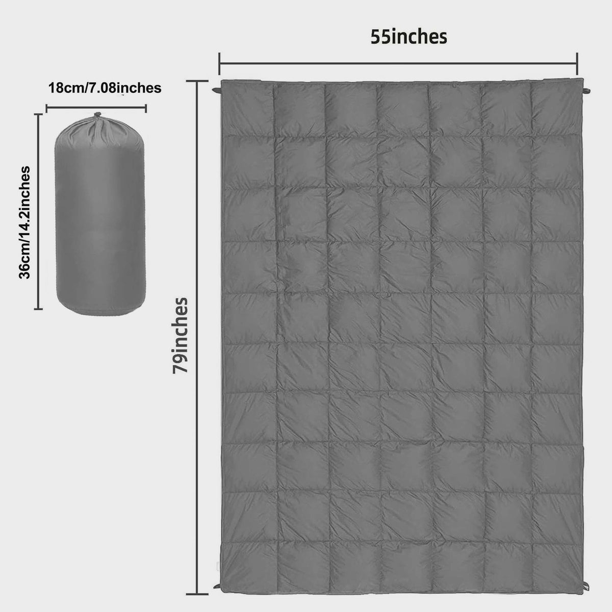 Couverture matelassée de camping, pliable, légère et chaude avec traitement déperlant DWR, incluant un masque de nuit 3D, 140x200 cm, pour camping, voyage, voiture, plage, stade, hamac, canapé et festival