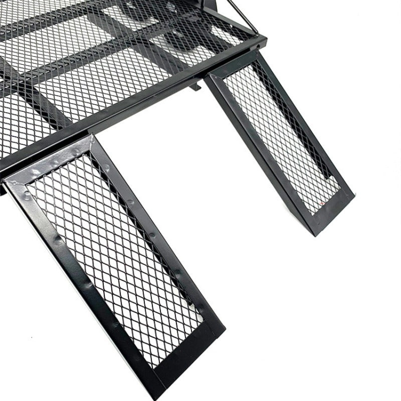 Remorque plateau en métal à double essieu à l'échelle 1/10 pour crawler RC – Compatible avec TRX4, KM2, SCX10, RC4WD, D90, longueur totale de 815 mm, capacité de charge de 50 kg+, accessoire de simulation pour voiture RC