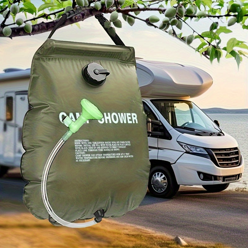 Douche de camping portable 20 L | Douche d'extérieur à chauffage solaire avec tuyau réglable | PVC léger et durable | Idéal pour le camping, la plage, les camping-cars et le jardin