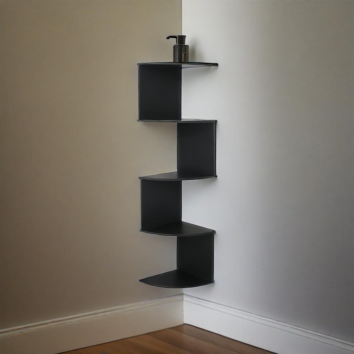 Étagère d'angle murale à 5 niveaux – Bibliothèque flottante et étagère de rangement pour salon, chambre et cuisine, séparateur d'angle gain de place, 5 styles disponibles