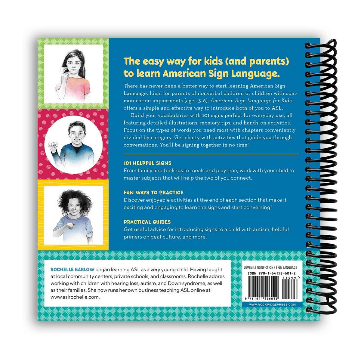Langue des signes américaine pour les enfants, reliure spirale – 101 signes ASL faciles pour la communication non verbale | 3-6 ans | Soutien à l'autisme, culture sourde et guide d'apprentissage parent-enfant, 176 pages