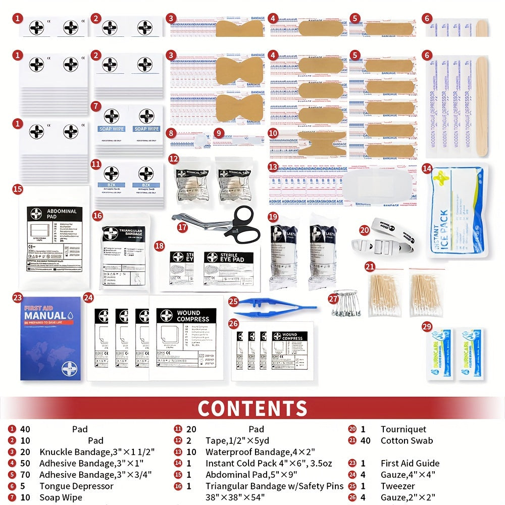 Trousse de premiers secours professionnelle polyvalente RHINO RESCUE - Idéale pour la maison, le bureau, les activités en plein air, le camping, la voiture, les voyages et les entreprises
