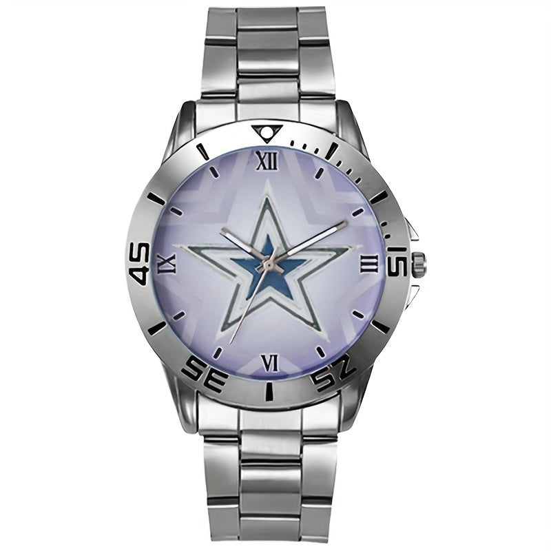 Montre à quartz pour homme avec bracelet en acier inoxydable, cadran rond simple et décontracté, montre-bracelet analogique classique en métal, cadeau pour homme, argenté