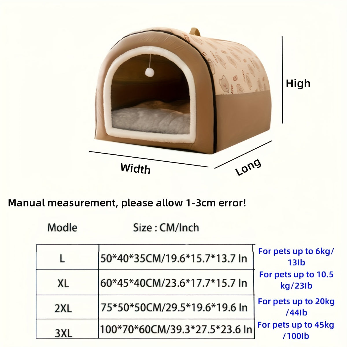 Panier pour chien lavable avec housse amovible et fond antidérapant – Soutien en mousse orthopédique, lit douillet toutes saisons pour chiens de petite, moyenne et grande taille jusqu'à 45 kg, motif cartoon, lavable en machine