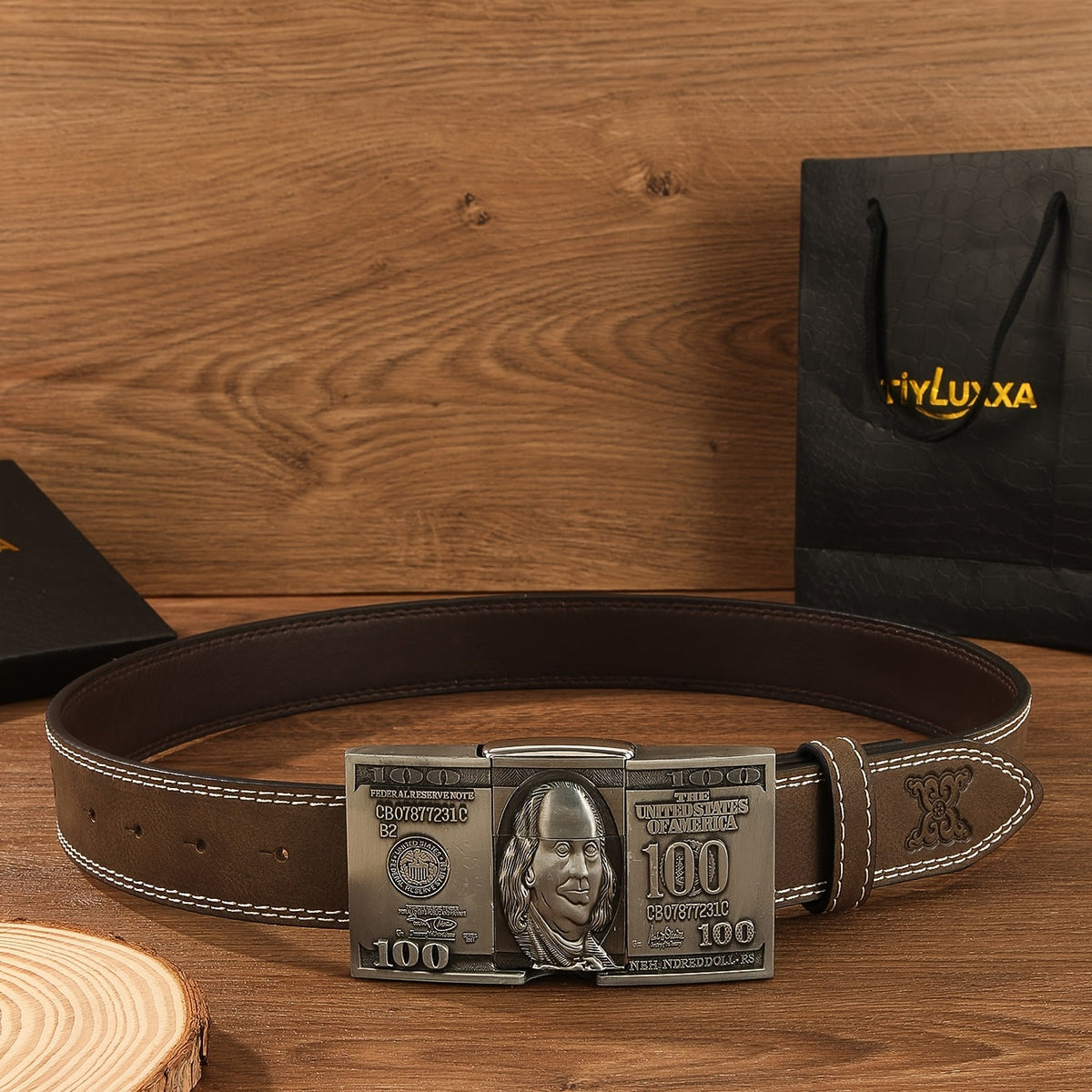 Ceinture de cowboy rétro avec briquet amovible – Ceinture fantaisie à motifs imprimés en relief (tête de mort, aigle, croix et motifs amérindiens), cadeau original pour hommes pour Noël, Thanksgiving et la Saint-Valentin