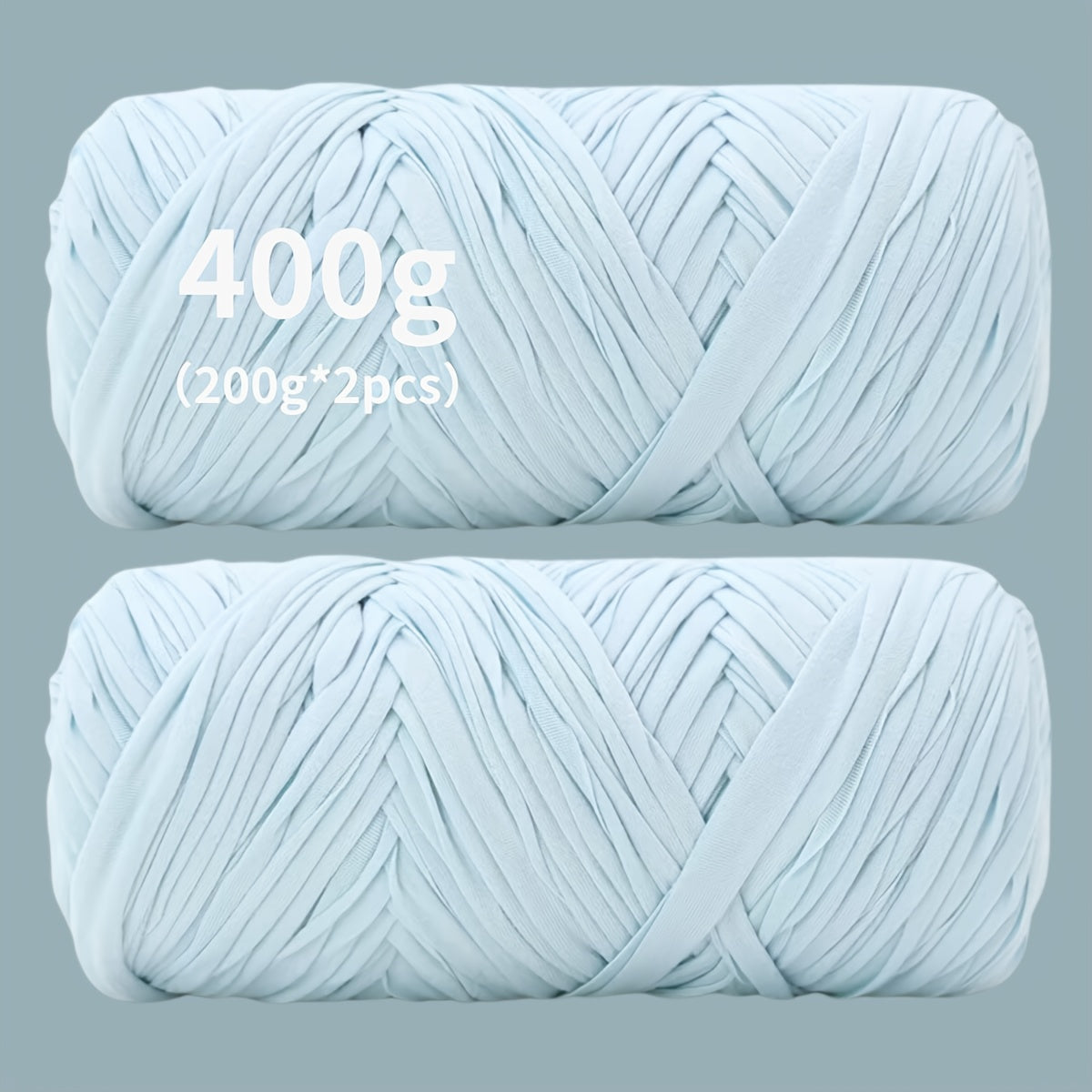 Fil de coton pour t-shirt 400 g (2 x 200 g) mélange de coton épais en 49 couleurs – Fil épais et doux pour paniers au crochet, sacs, tapis, projets de macramé et tricot – Fil de loisirs créatifs idéal pour les débutants