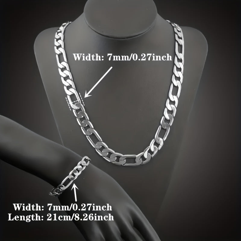 Ensemble collier et bracelet chaîne cubaine en acier inoxydable, 2 pièces – Bijoux unisexe style rétro Y2K pour hommes et femmes, chaîne à maillons cubains en acier 304L résistant au ternissement, disponible en tailles de 18 à 30 pouces