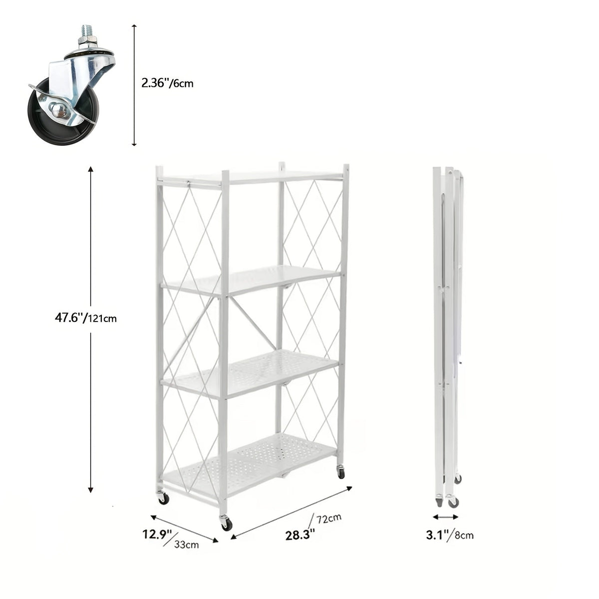 Heavy Duty Folding Storage Rack with Wheels β 3/4/5-Tier Portable Floor-Standing Shelf, No Assembly Required, for Home, Office, Bedroom & Dorm, 4 Colors Available