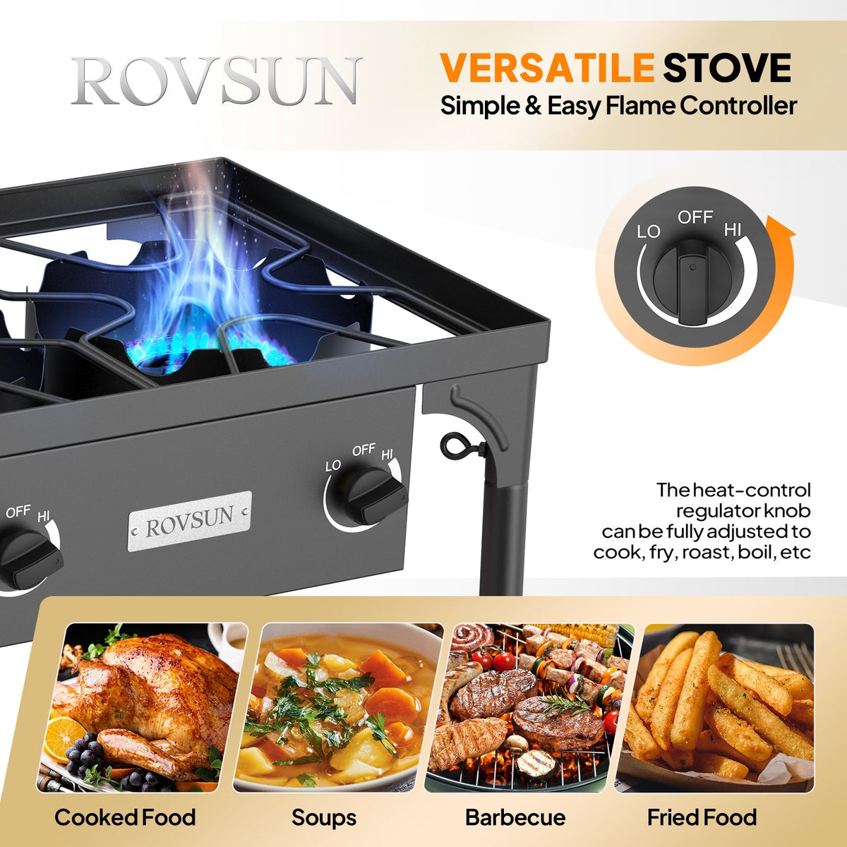 Réchaud à propane haute pression 100 000 - 225 000 BTU - Réchaud de camping extérieur robuste en fonte avec pieds détachables, régulateur certifié CSA, 1 ou 3 brûleurs pour le camping, les fêtes d'avant-match et le brassage
