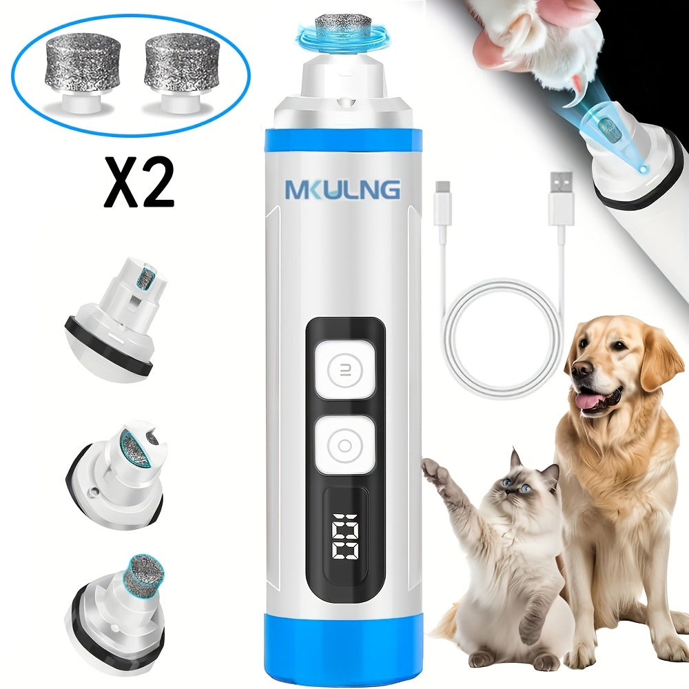 Coupe-griffes électrique silencieux pour animaux avec lumière LED – Kit de tondeuse rechargeable amélioré à 3 vitesses, entretien des pattes sans douleur pour chiens et chats de petite, moyenne et grande taille