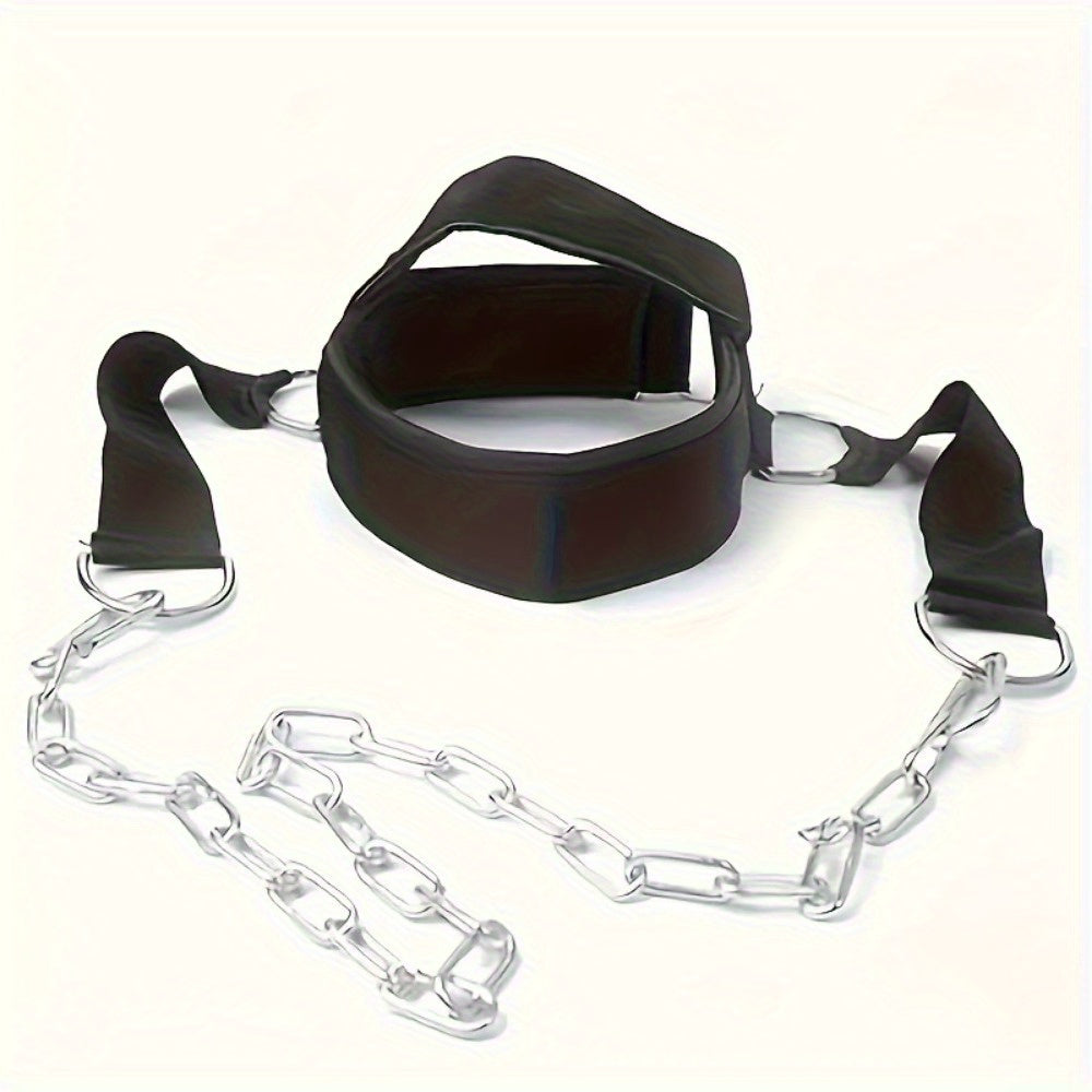 Harnais de musculation pour le cou avec chaîne, renforcement ajustable haute résistance pour athlètes et récupération musculaire – Accessoire de fitness pour entraînement à domicile, noir