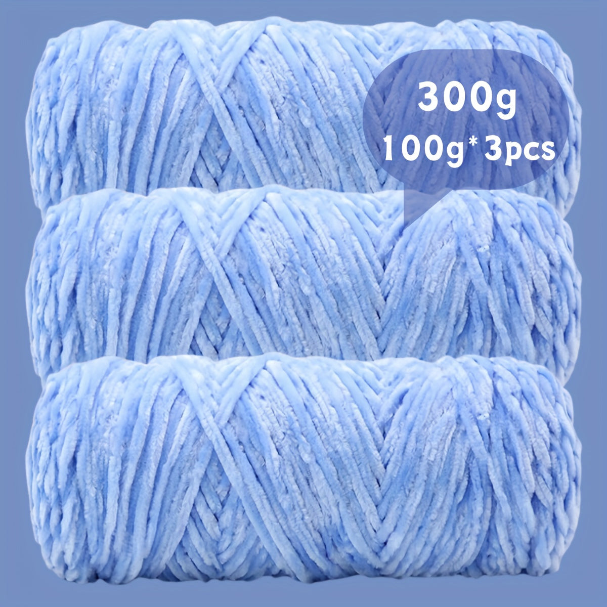 Fil chenille velours, lot de 3 pelotes de 300 g (3 x 100 g), laine douce et épaisse pour tricot et crochet, 47 couleurs, idéal pour débutants, artisanat de luxe pour pulls, écharpes, bonnets, poupées, sacs, amigurumi et projets DIY
