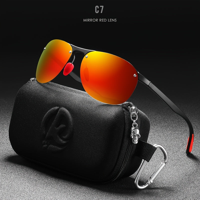 Lunettes de soleil polarisées photochromiques KDEAM pour hommes et femmes – Monture ovale sans bord en TR90 léger, verres TAC à assombrissement automatique, protection UV400, finition miroir, étui rigide et chiffon inclus