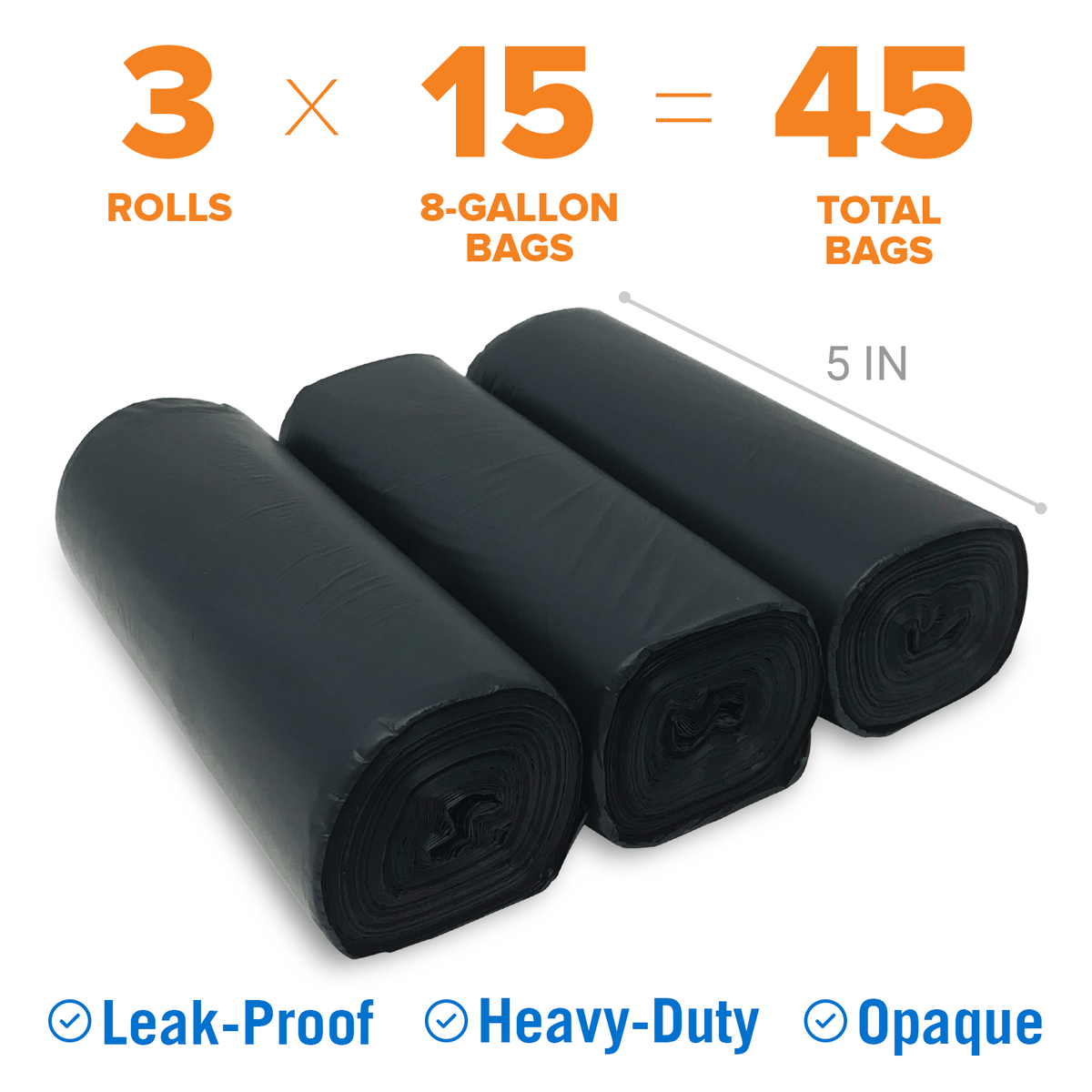 Lot de 45 sacs de toilette portables pour le camping – Sacs à déchets compostables et étanches de 30 litres pour toilettes sèches à seau de 20 litres, pour le plein air, le bateau, les voyages en voiture, sacs d'élimination des déchets humains, 3 rouleaux
