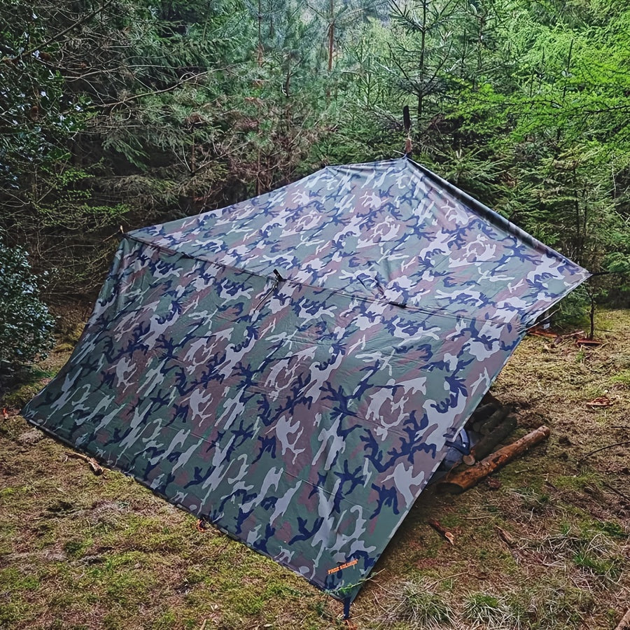Toile de tente de camping avec protection UV et support en alliage – Abri pliable et portable pour 4 personnes pour randonnée, camping, jardin et survie en plein air | Auvent de camping toutes saisons