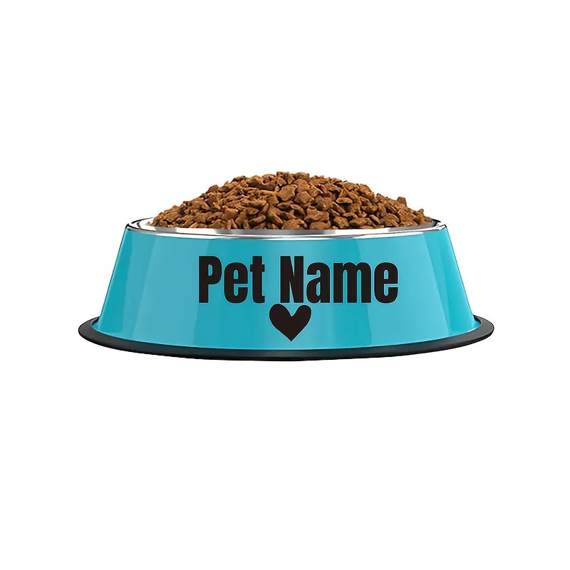 Gamelle personnalisée en acier inoxydable pour chien et chat - Bol gravé au nom de votre animal avec motif patte, cœur et couronne, antidérapante, 200 ml / 400 ml / 1000 ml, écuelle pour nourriture et eau, idée cadeau