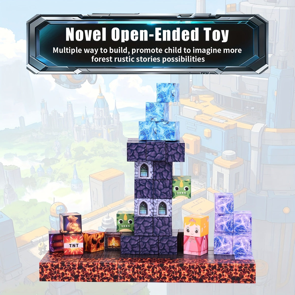 Kit de blocs de construction magnétiques, 100 ou 162 pièces - Ensemble de construction éducatif STEM, tuiles magnétiques pour garçons et filles, jouet de construction créatif en 3D, cadeau d'anniversaire, de Pâques ou de Noël pour enfants
