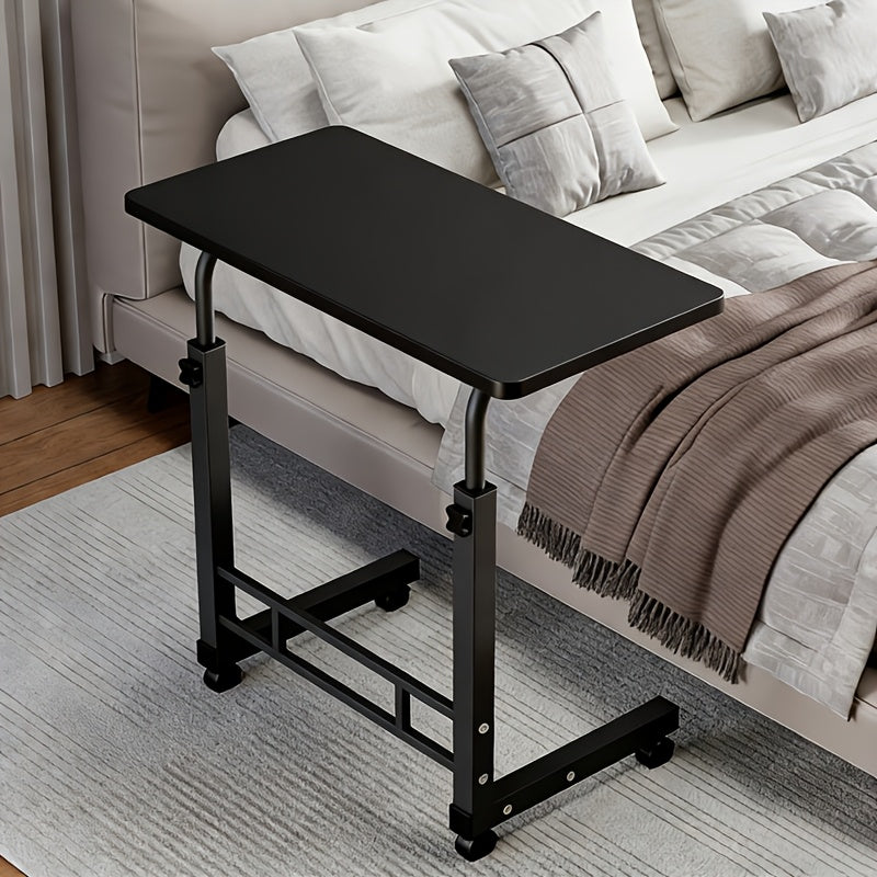 Bureau pliant à roulettes à 3 niveaux, hauteur réglable, plateau extensible, étagère de rangement pour ordinateur portable, bureau à domicile, chambre, salon, table d'ordinateur