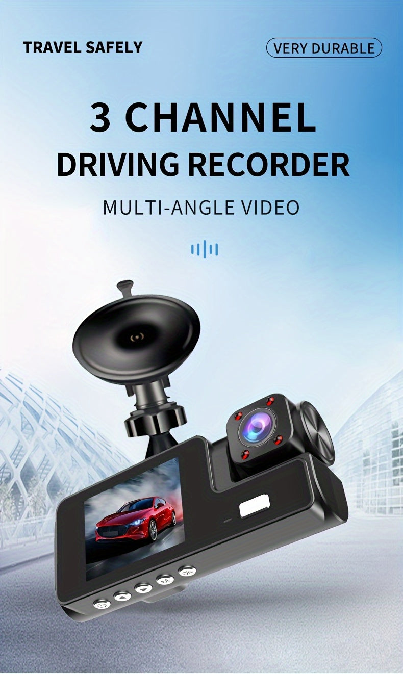 Dashcam 3 canaux 4K avant + 4K intérieur + 1080P arrière avec carte 32 Go offerte, vision nocturne, capteur G, grand angle, enregistrement en temps réel et moniteur de stationnement – Velora