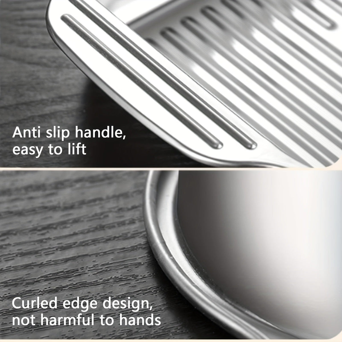 Ensemble de 4 plats de cuisson en acier inoxydable – 2 plats à rôtir profonds et 2 plats avec couvercle et poignées, plat rectangulaire de 6 litres et 41 cm pour dinde, lasagnes, poisson et poulet, compatible lave-vaisselle