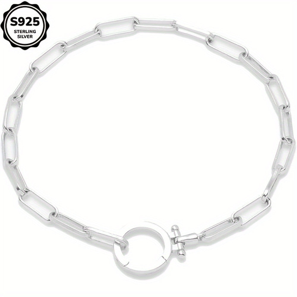 Bracelet maillons Parker en argent sterling 925 pour femme - Chaîne trombone avec boucle iconique, bracelet bohème élégant et luxueux, cadeau pour femme, maman, amie - Saint-Valentin, Noël, anniversaire