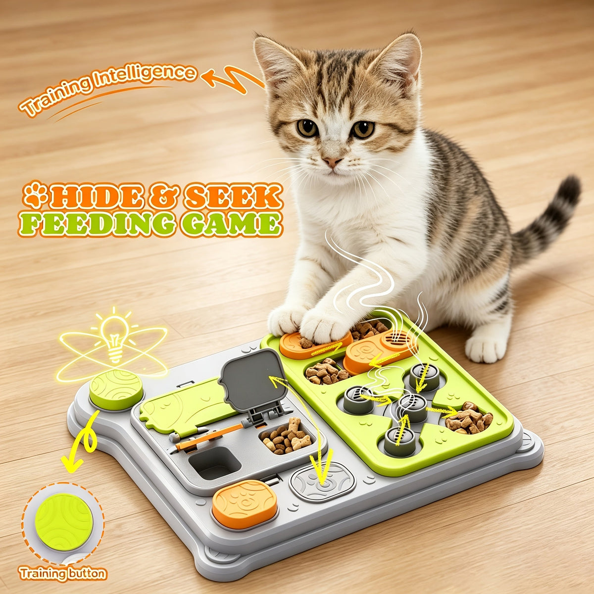 Gamelle ludique anti-glouton pour chat – Jouet interactif d'éveil et distributeur de nourriture lente, jeu d'enrichissement cognitif anti-ingestion rapide, accessoire 2-en-1 pour l'amusement et l'alimentation