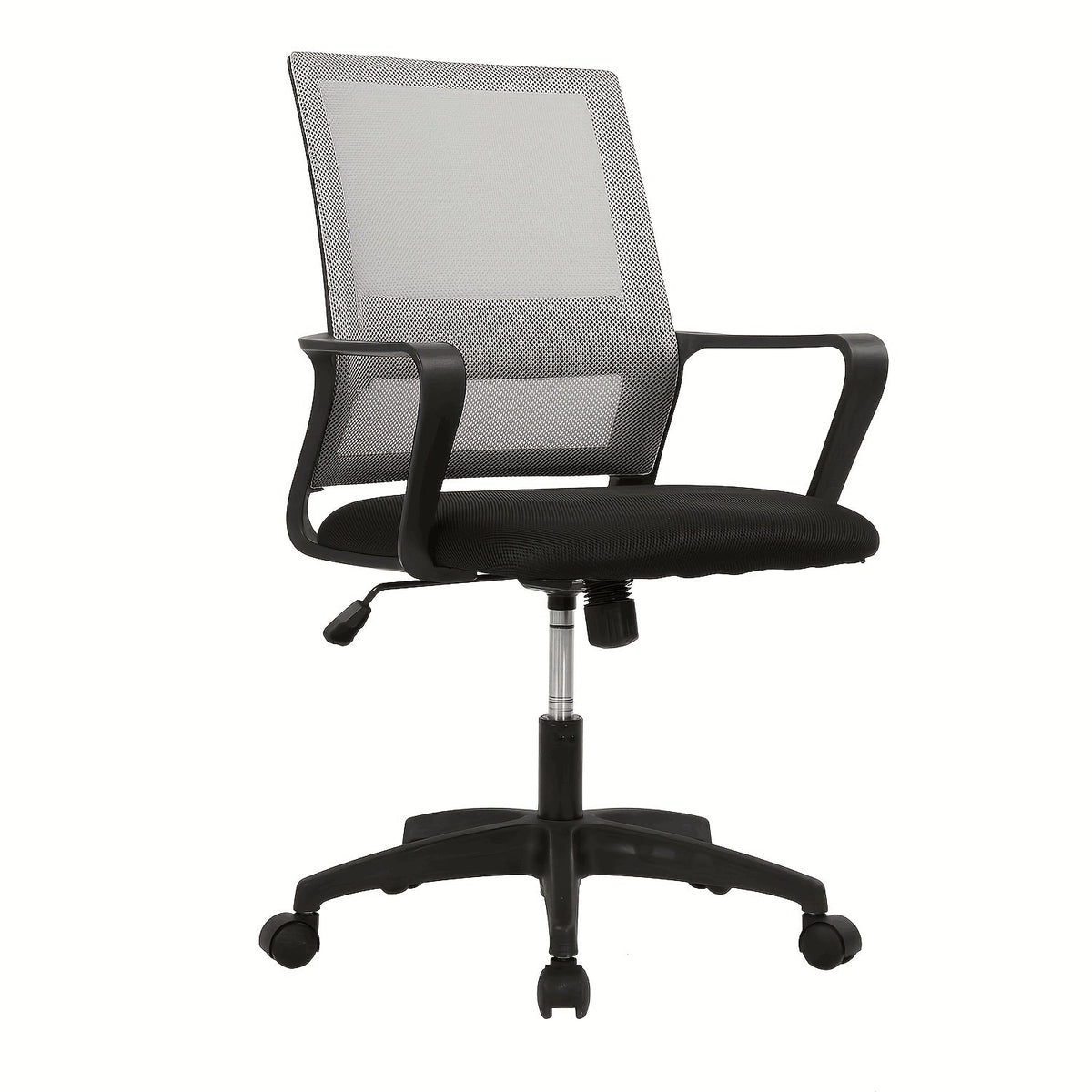 Chaise de bureau ergonomique à dossier moyen en filet, pivotante à 360°, base à 5 roulettes, support lombaire, chaise d'ordinateur pour bureau à domicile - Capacité de 250 lb, disponible en noir, gris, bleu, blanc et rose