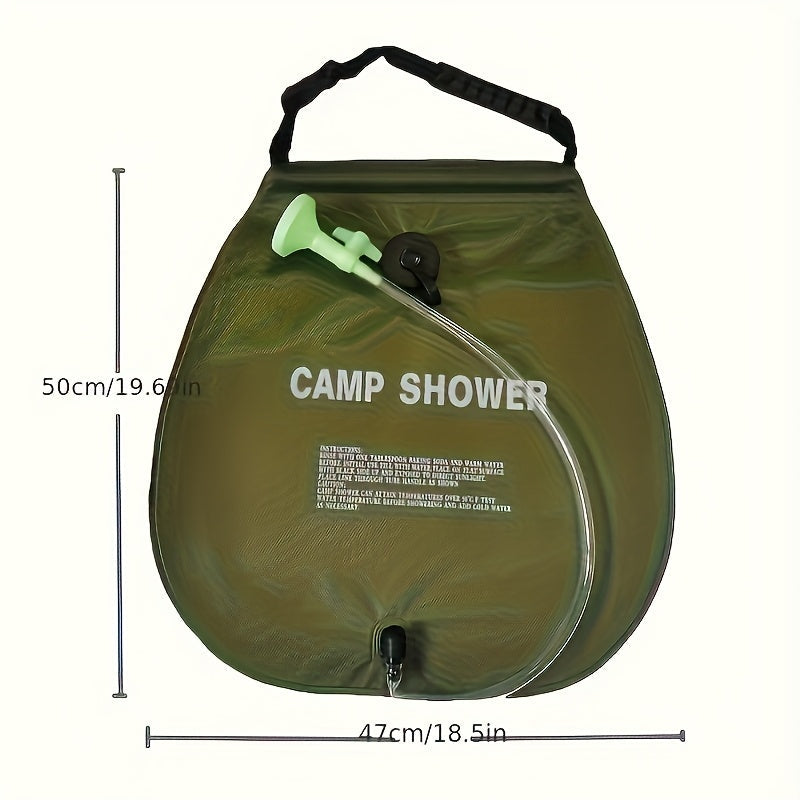 Douche de camping portable 20 L | Douche d'extérieur à chauffage solaire avec tuyau réglable | PVC léger et durable | Idéal pour le camping, la plage, les camping-cars et le jardin