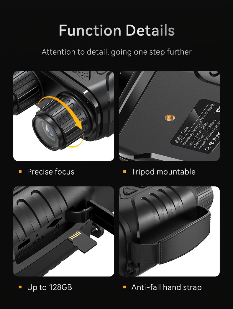 Jumelles de vision nocturne 4K pour adultes – Zoom numérique 10x, écran HD 2,8", illuminateur infrarouge 7 niveaux, photo et vidéo 12 MP, rechargeables – Parfaites pour la chasse, le bateau et l'exploration en plein air, cadeau pour hommes