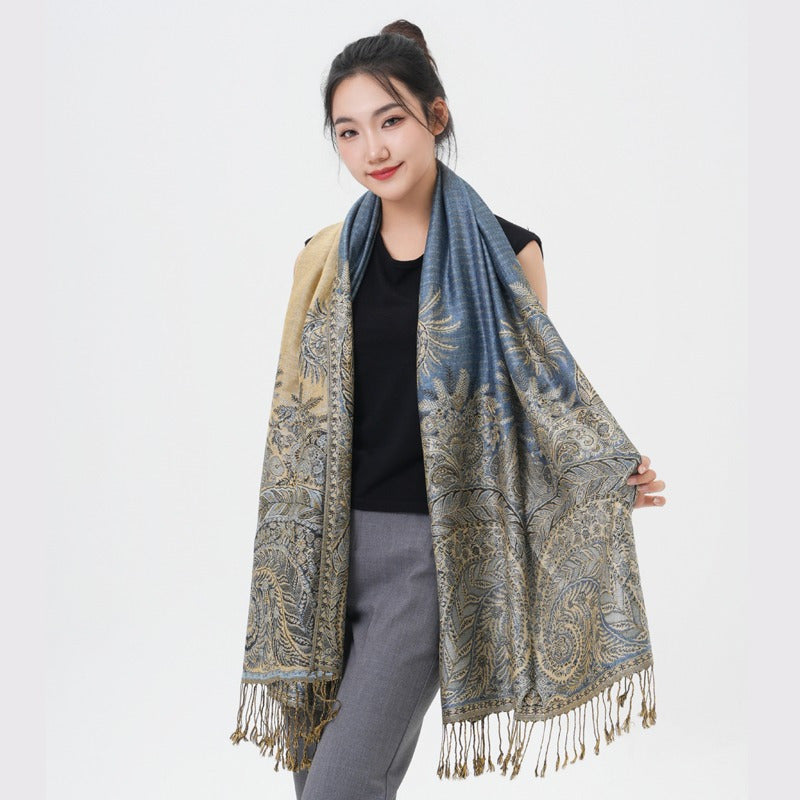 Écharpe pashmina à motif cachemire « queue de phénix » – Châle enveloppant épais et chaud pour femme, tissu doux et luxueux disponible en 17 couleurs éclatantes, polyvalent pour les événements formels, le quotidien et les cadeaux