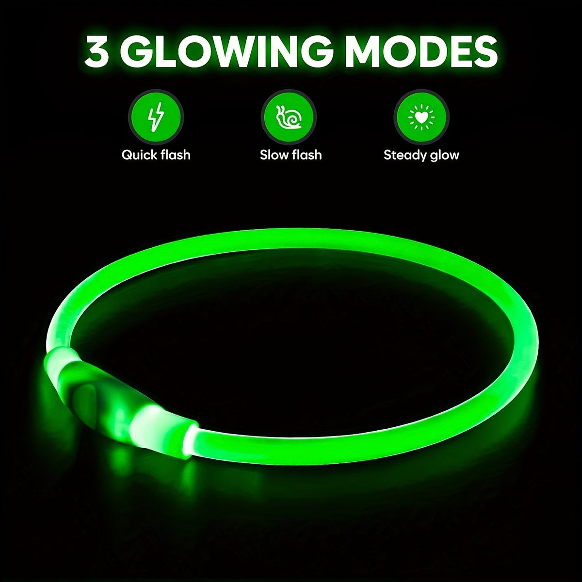 Collier pour chien à LED rechargeable par USB – Collier de sécurité lumineux à 360° avec 3 modes, réglable et découpable en TPU pour chiens de petite, moyenne et grande taille, idéal pour les promenades nocturnes, la course et la chasse