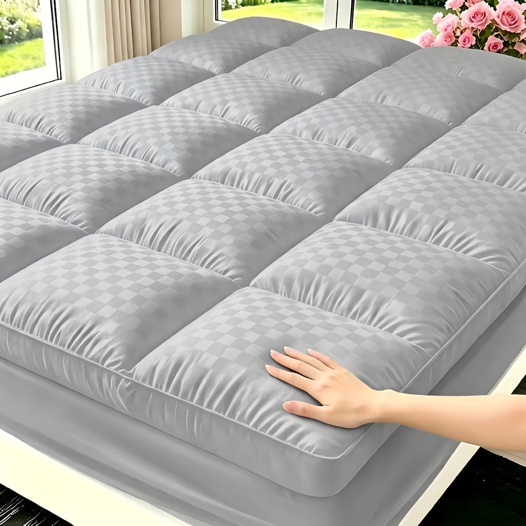 Surmatelas matelassé avec housse rafraîchissante, bonnet profond extensible de 8 à 21 pouces pour lits simple, double, grand lit, très grand lit et très grand lit californien, disponible en blanc, gris, noir et bleu marine