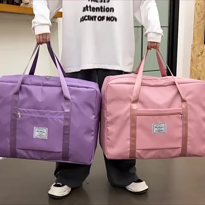 Grand sac fourre-tout de voyage de 67 litres (17,7 gallons) – Sac de sport portable, sac de week-end et de nuit pour femmes et hommes – Violet, rose surdimensionné et noir surdimensionné